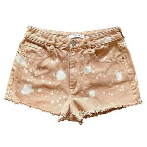 Pacsun Light Orange Bleach Splatter High Rise Festival Jean Shorts